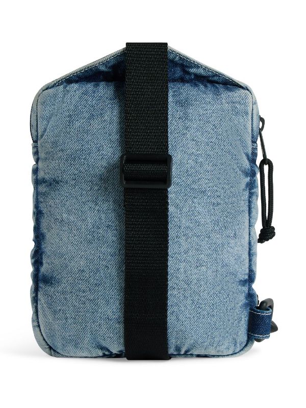 Men's Explorer Crossbody Messenger Bag Denim in Faded Blue