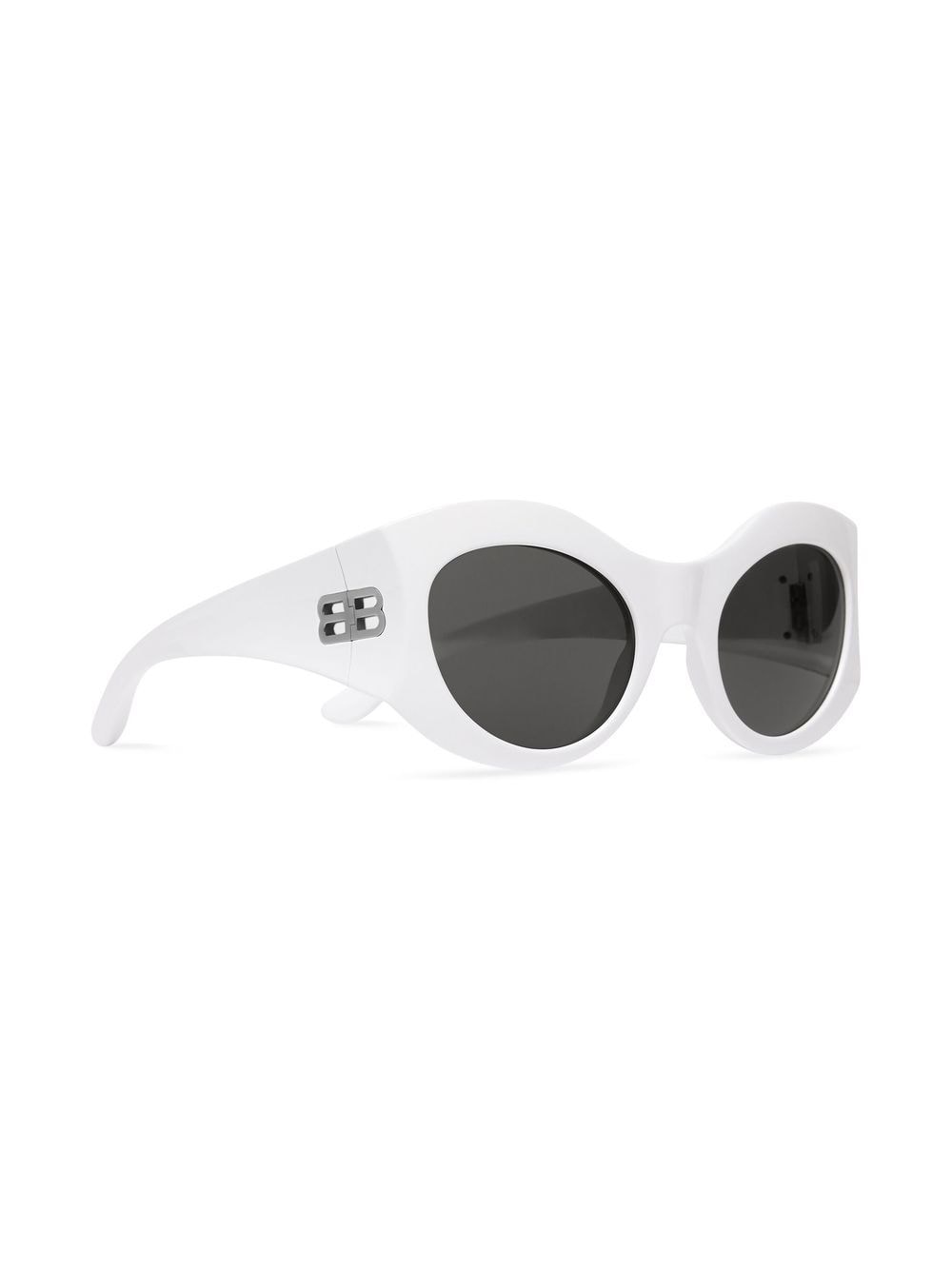 Shop Balenciaga Hourglass Round-frame Sunglasses In White