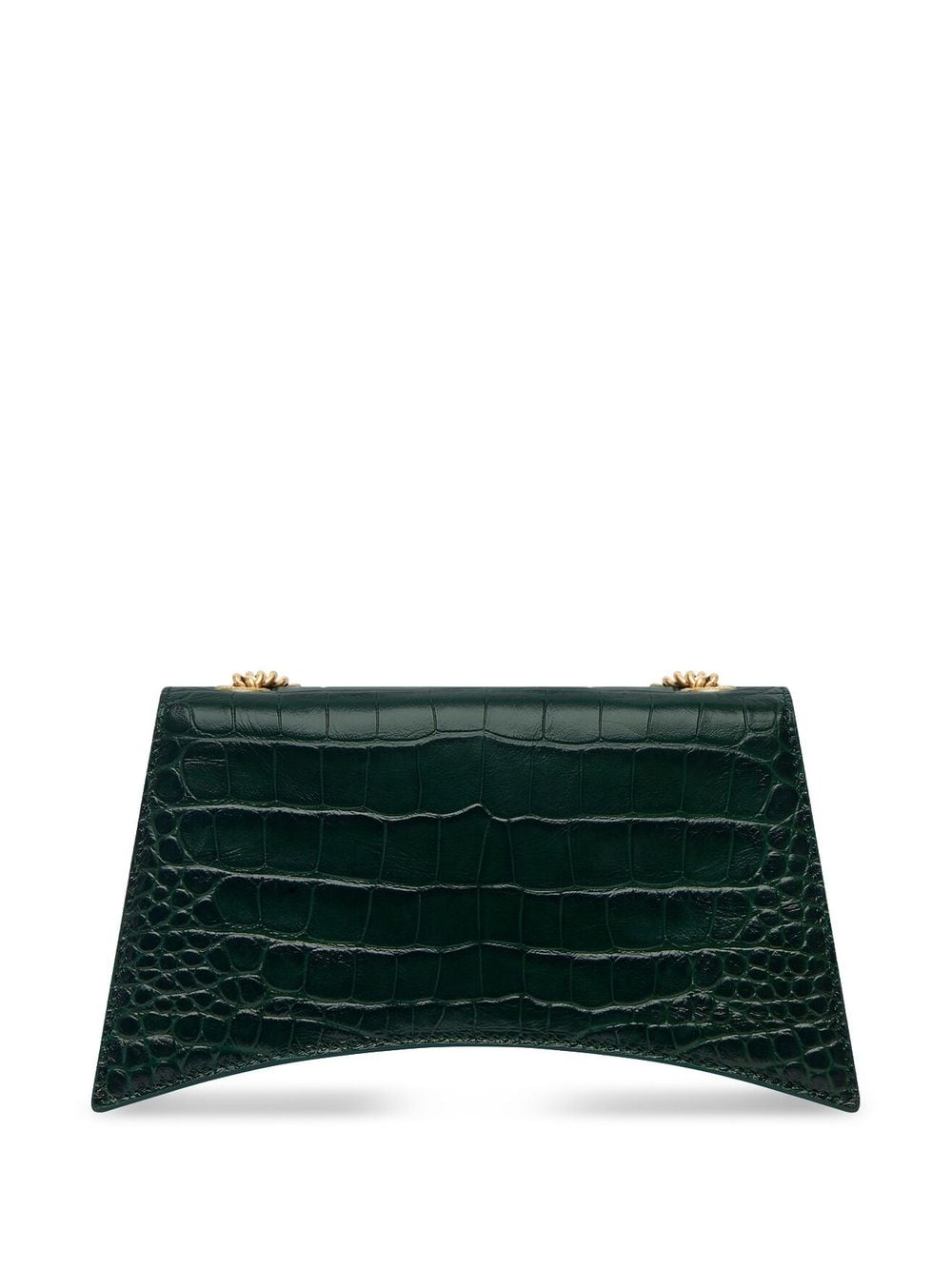 Shop Balenciaga Crush Crocodile-embossed Shoulder Bag In Green