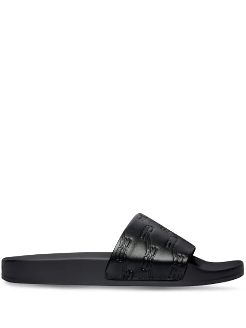 Balenciaga BB-monogram leather pool slides
