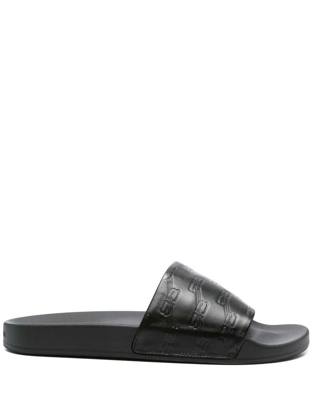 Balenciaga BB-monogram leather pool slides | Black | Image 1