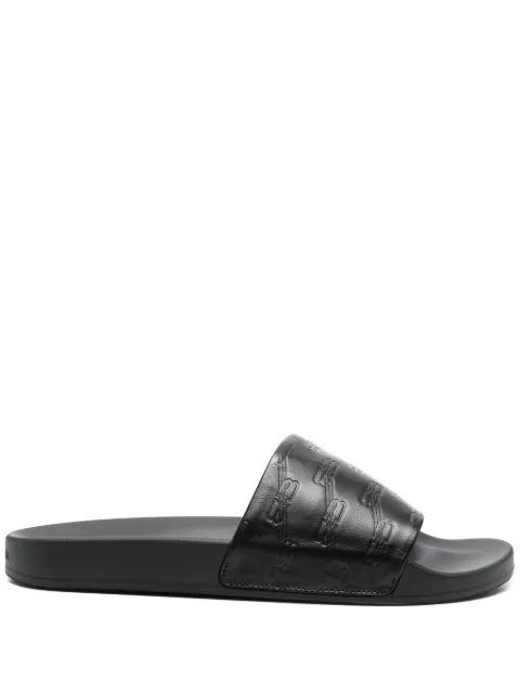 Balenciaga BB-monogram leather pool slides