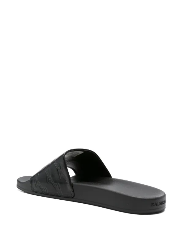 Balenciaga BB-monogram Leather Pool Slides Black FARFETCH PH