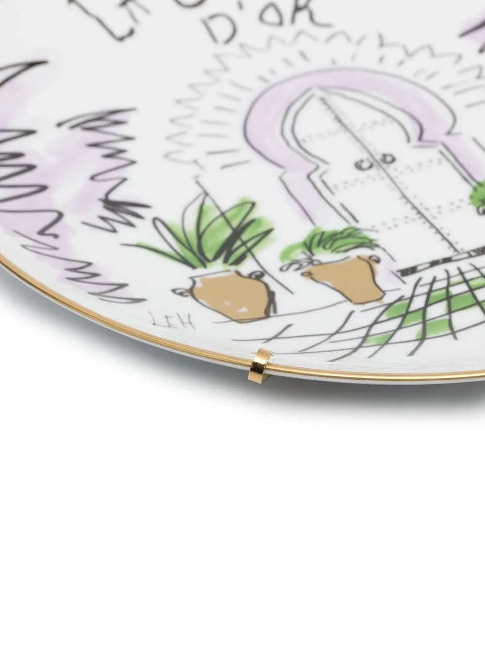 Ginori 1735 La Gazelle D'or Porcelain Plate In White