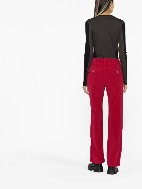 【関税込 日本発送】DSQUARED2 コーデュロイパンツ レッド DSQUARED2 ディースクエアード コーデュロイ ストレートジーンズ