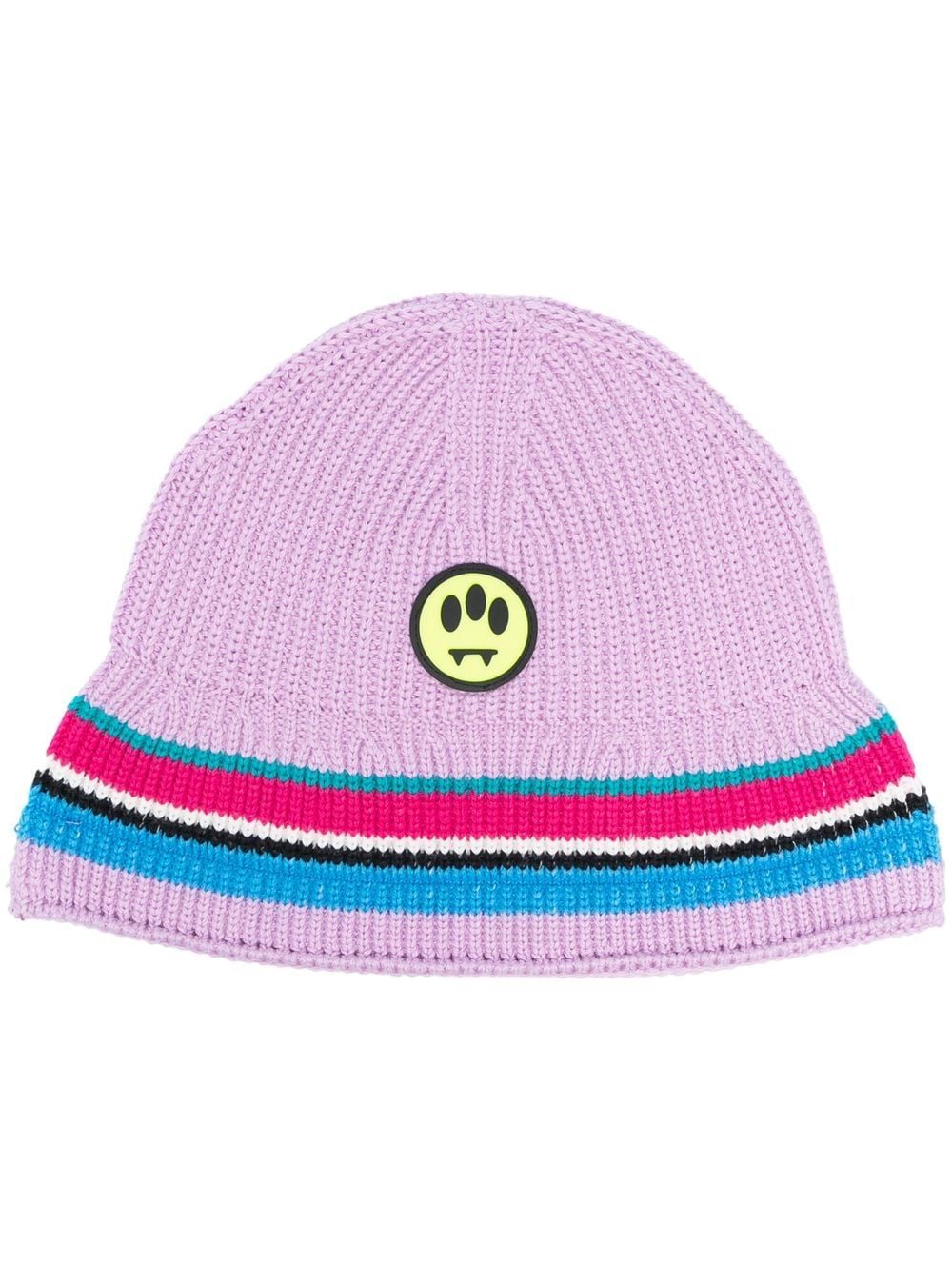 

BARROW logo-patch detail knit beanie - Purple