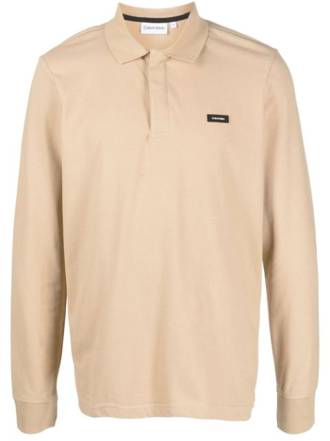 Calvin Klein - logo-patch long-sleeve polo shirt