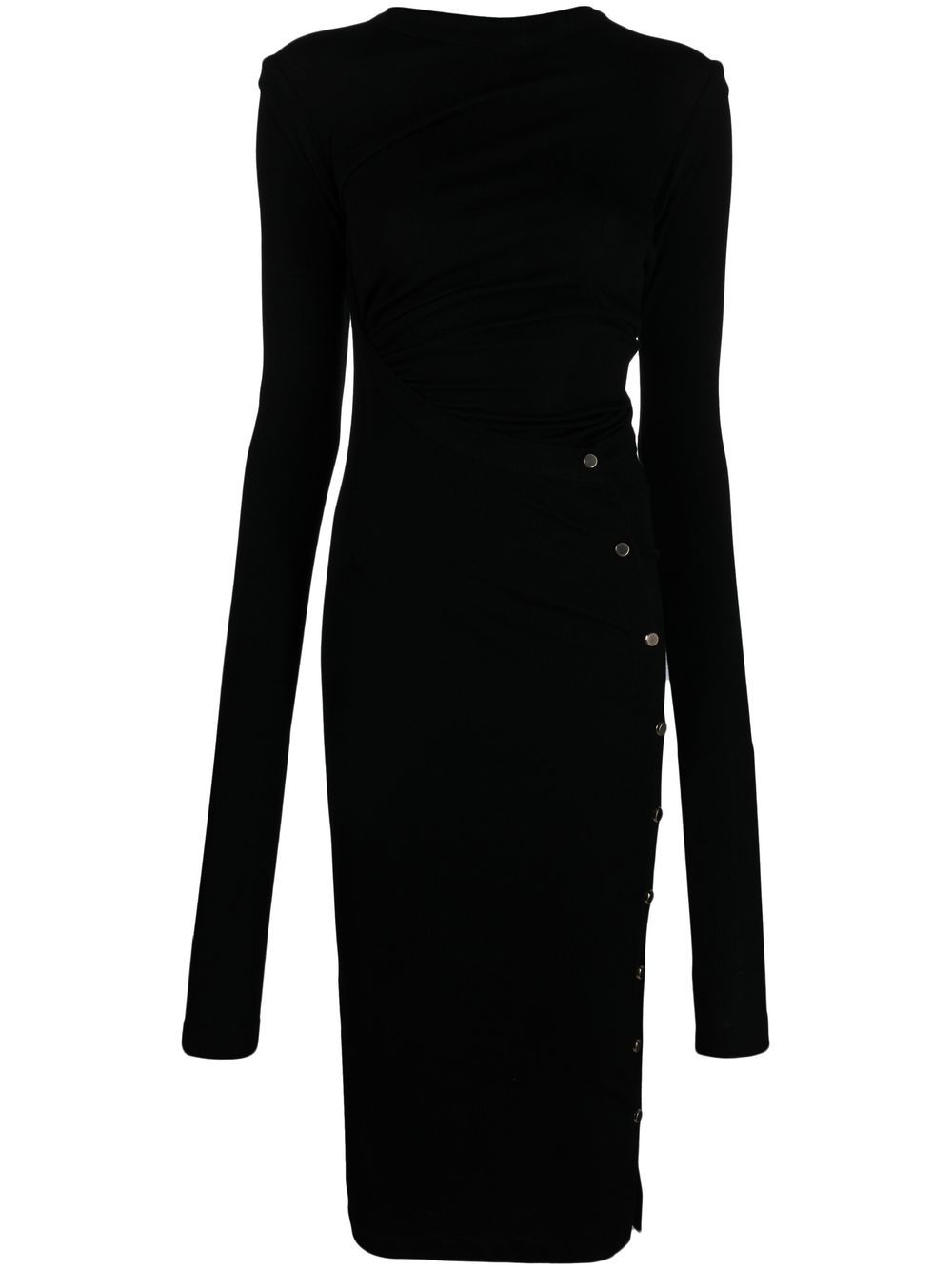 QUIRA long-sleeve knitted midi dress - Black