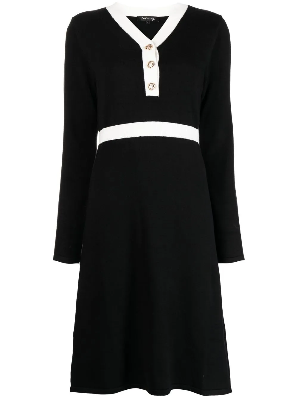 

tout a coup vestido tejido con ribete en contraste - Negro
