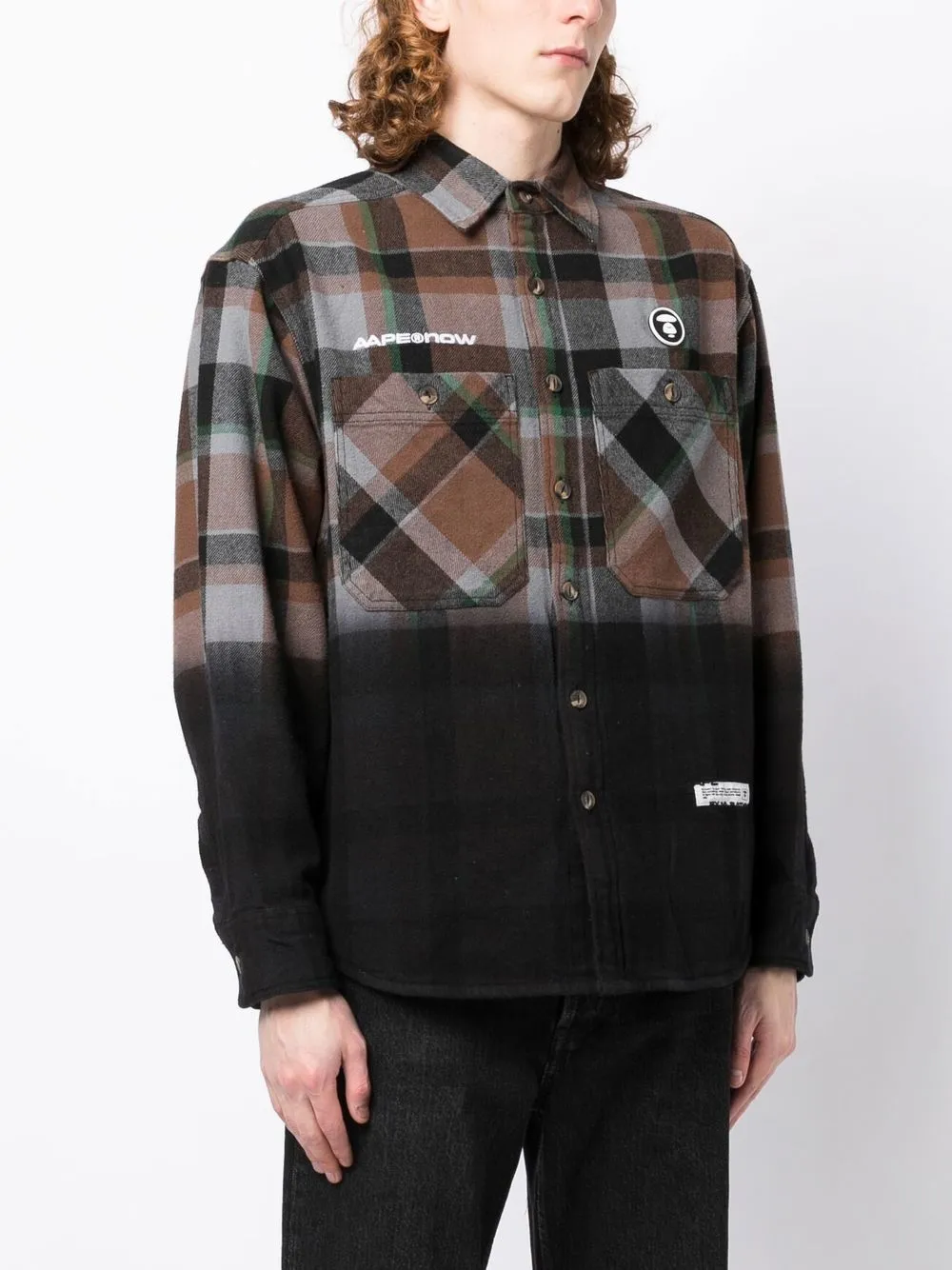 Cheap AAPE BY *A BATHING APE ombre checkered shirt Men