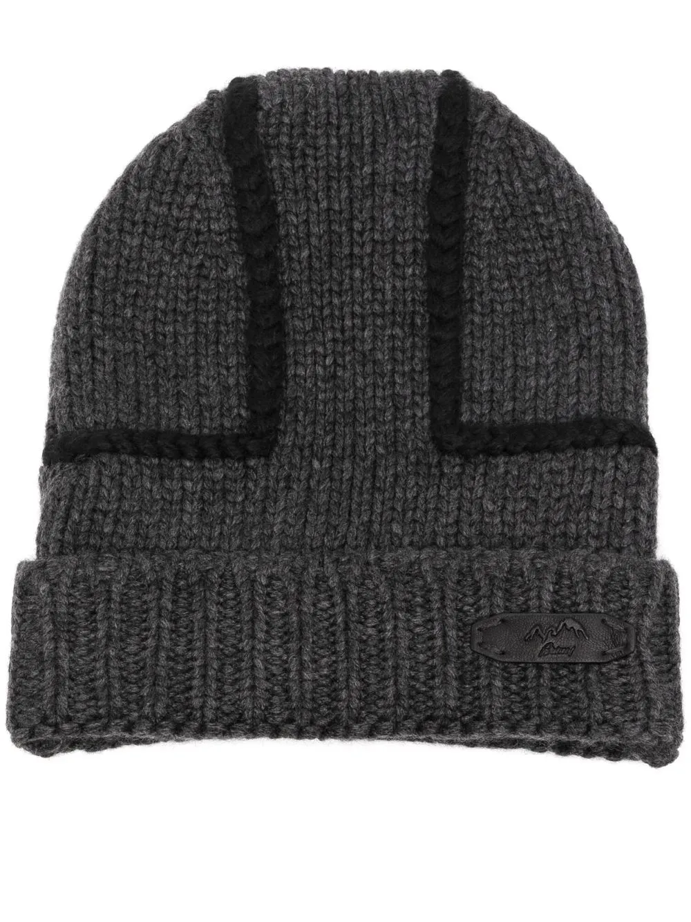 

Brioni contrast-trim logo-patch beanie - Grey