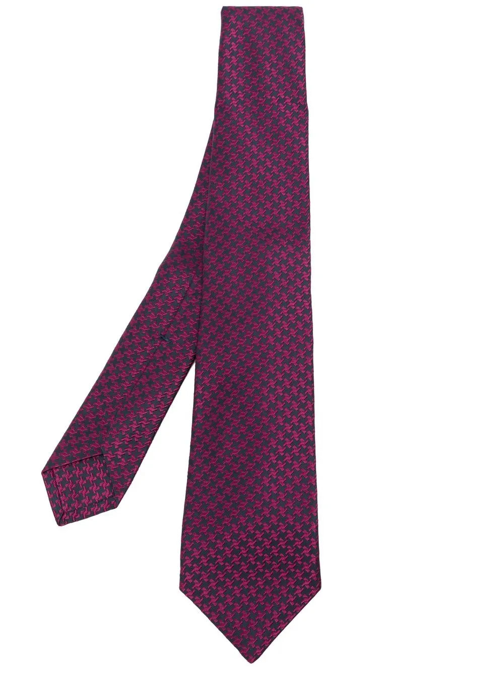 

Kiton houndstooth-jacquard silk tie - Purple