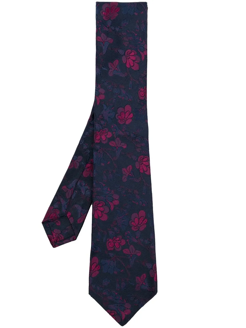 

Kiton rose-jacquard silk tie - Blue