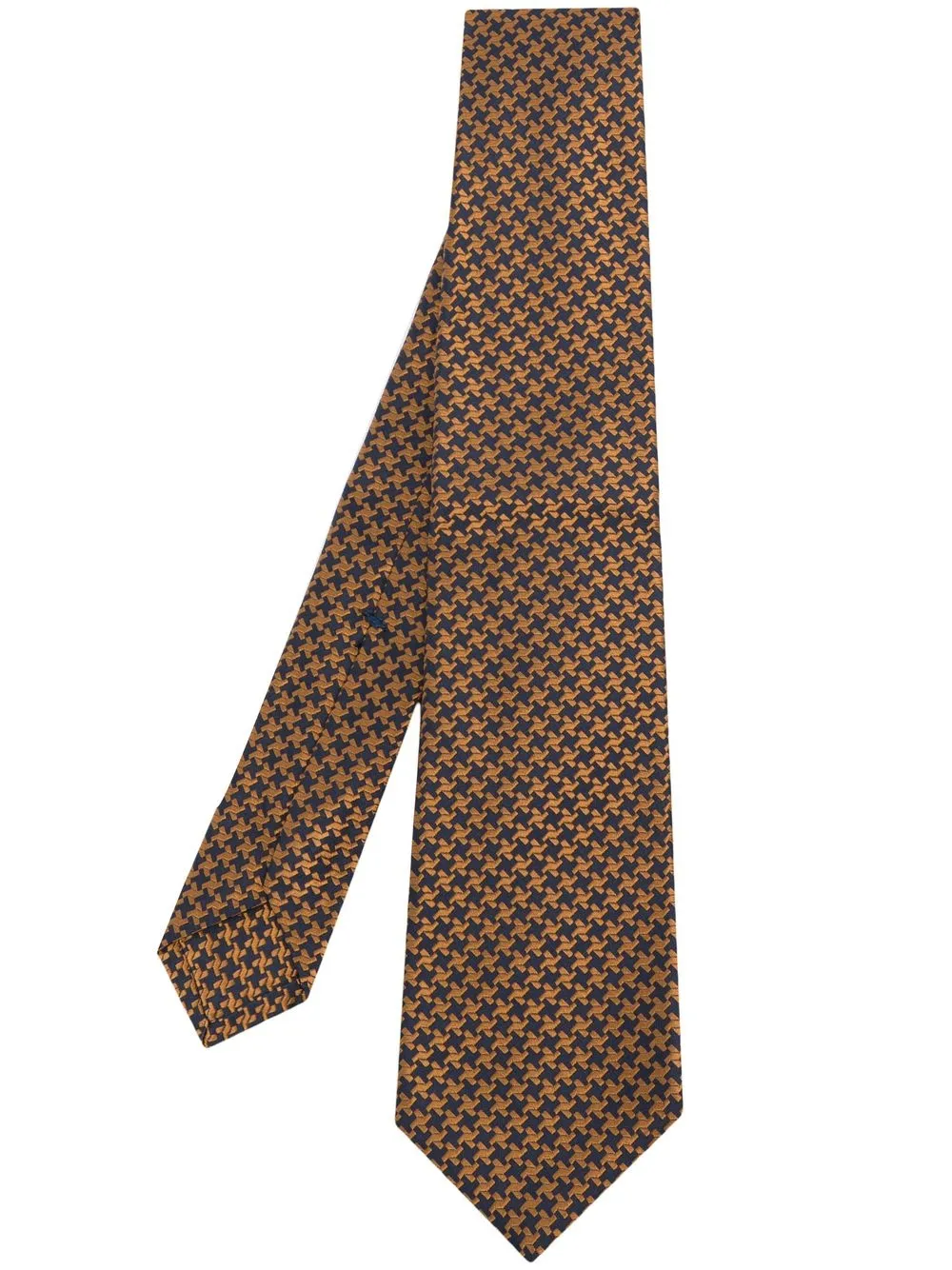 

Kiton corbata con motivo pied de poule en jacquard - Naranja