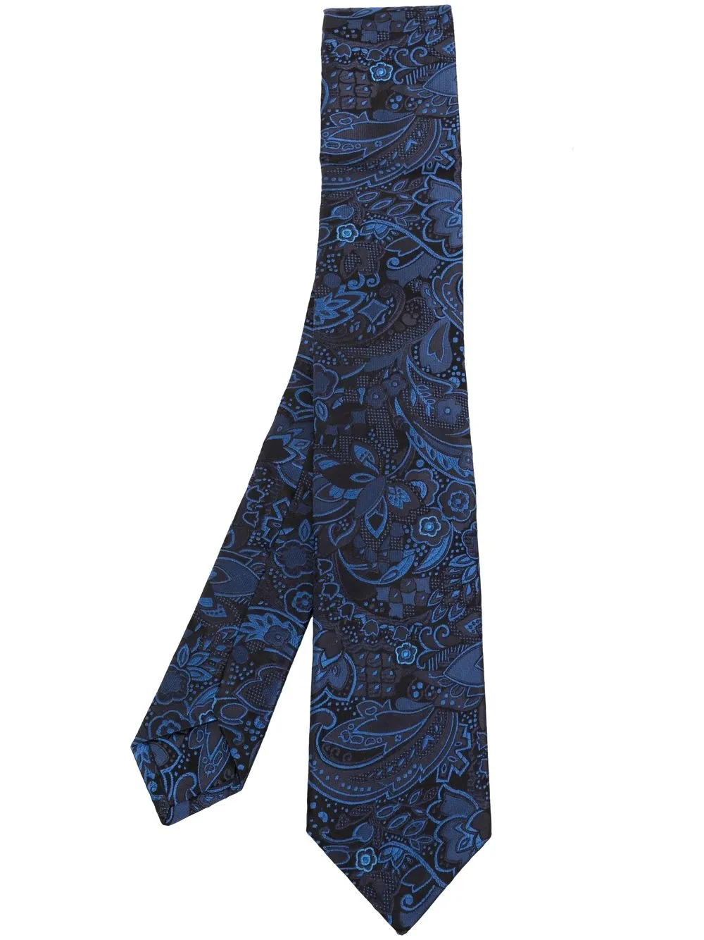 

Kiton floral-jacquard silk tie - Blue