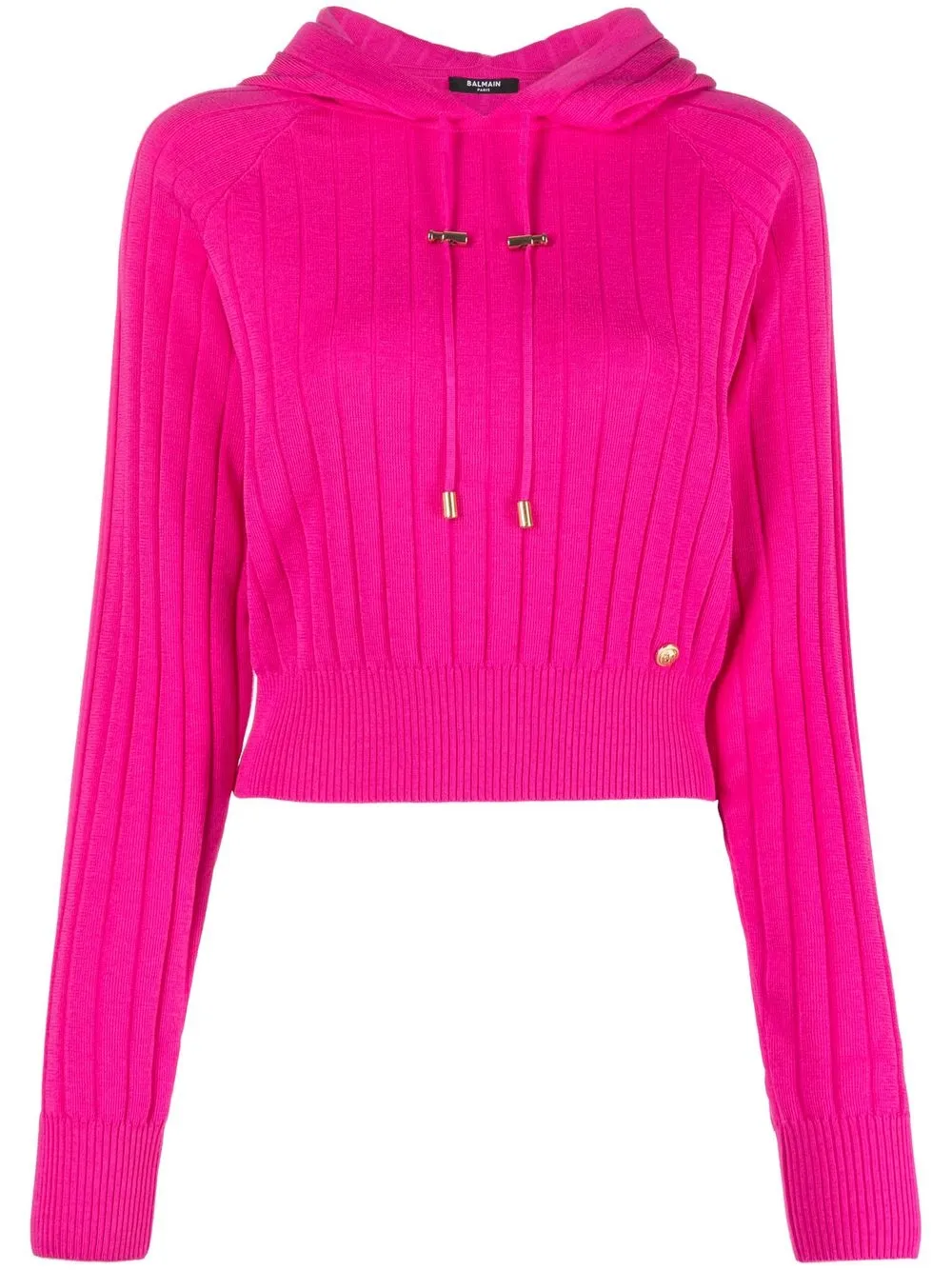 

Balmain wool cropped hoodie - Pink