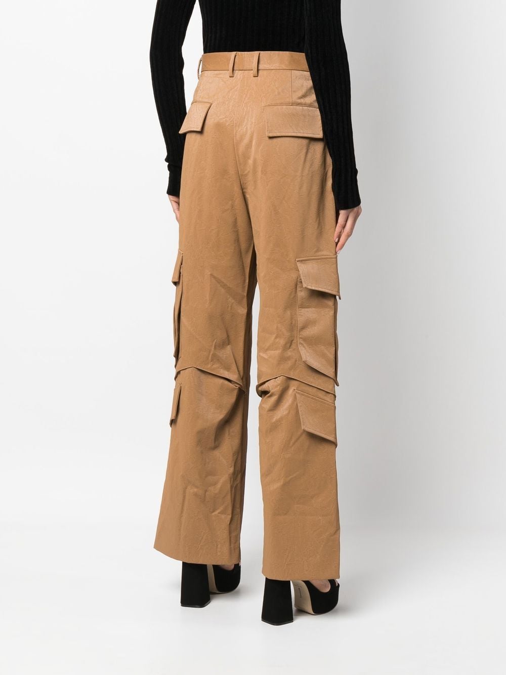 Shop Msgm Multi-pocket Cargo Trousers In 褐色