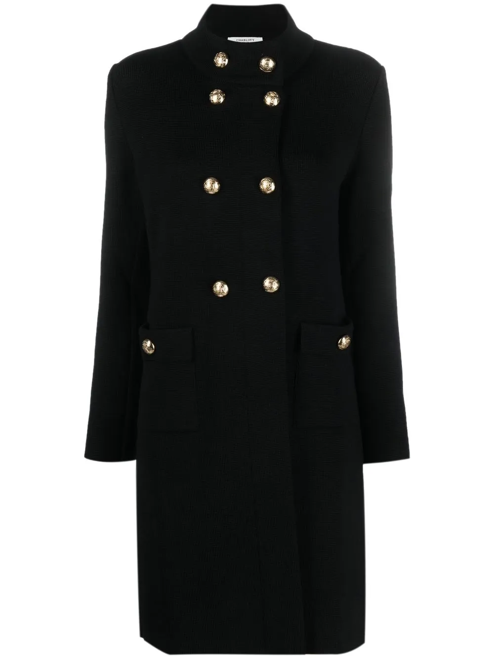 

Charlott embossed-button double-breasted coat - Black