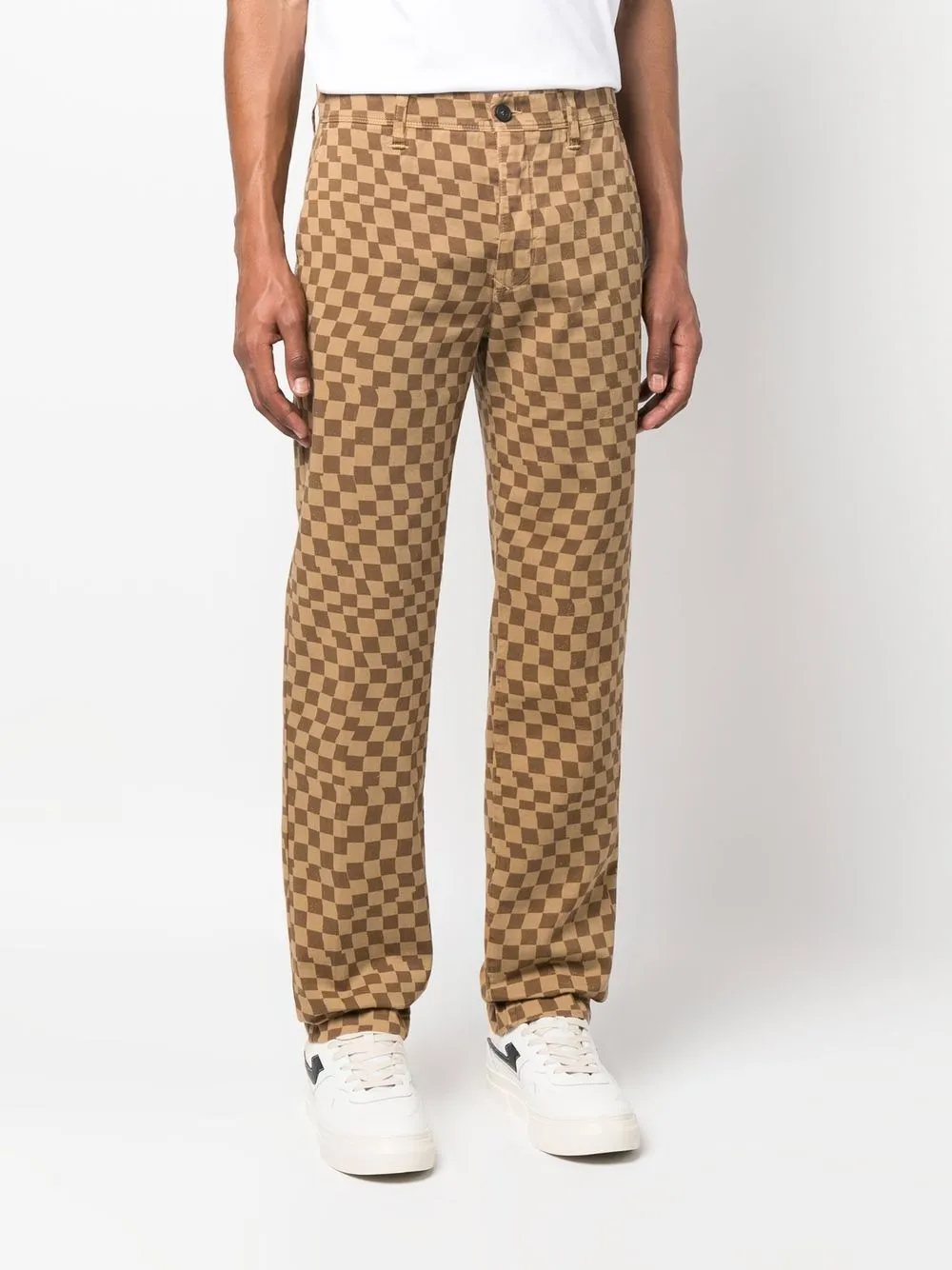  Incotex Check Pattern Straight Trousers - Neutrals 