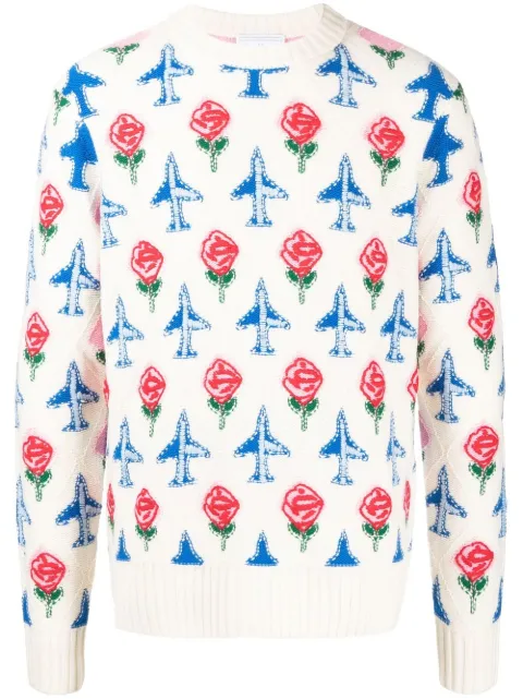 Casablanca trøje i intarsia-strik med rund hals