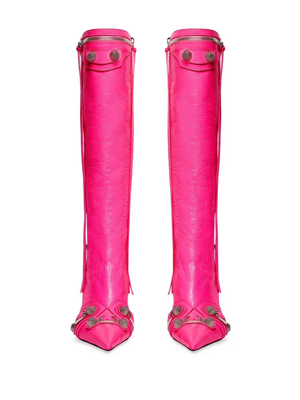 Shop Balenciaga Cagole Point-toe Boots In Pink