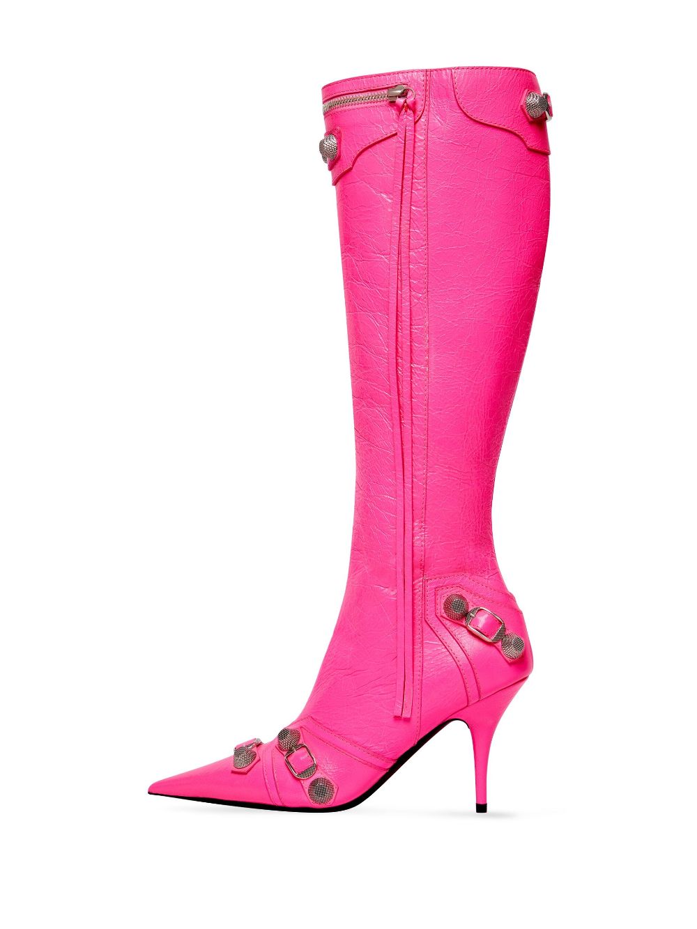 Shop Balenciaga Cagole Point-toe Boots In Pink