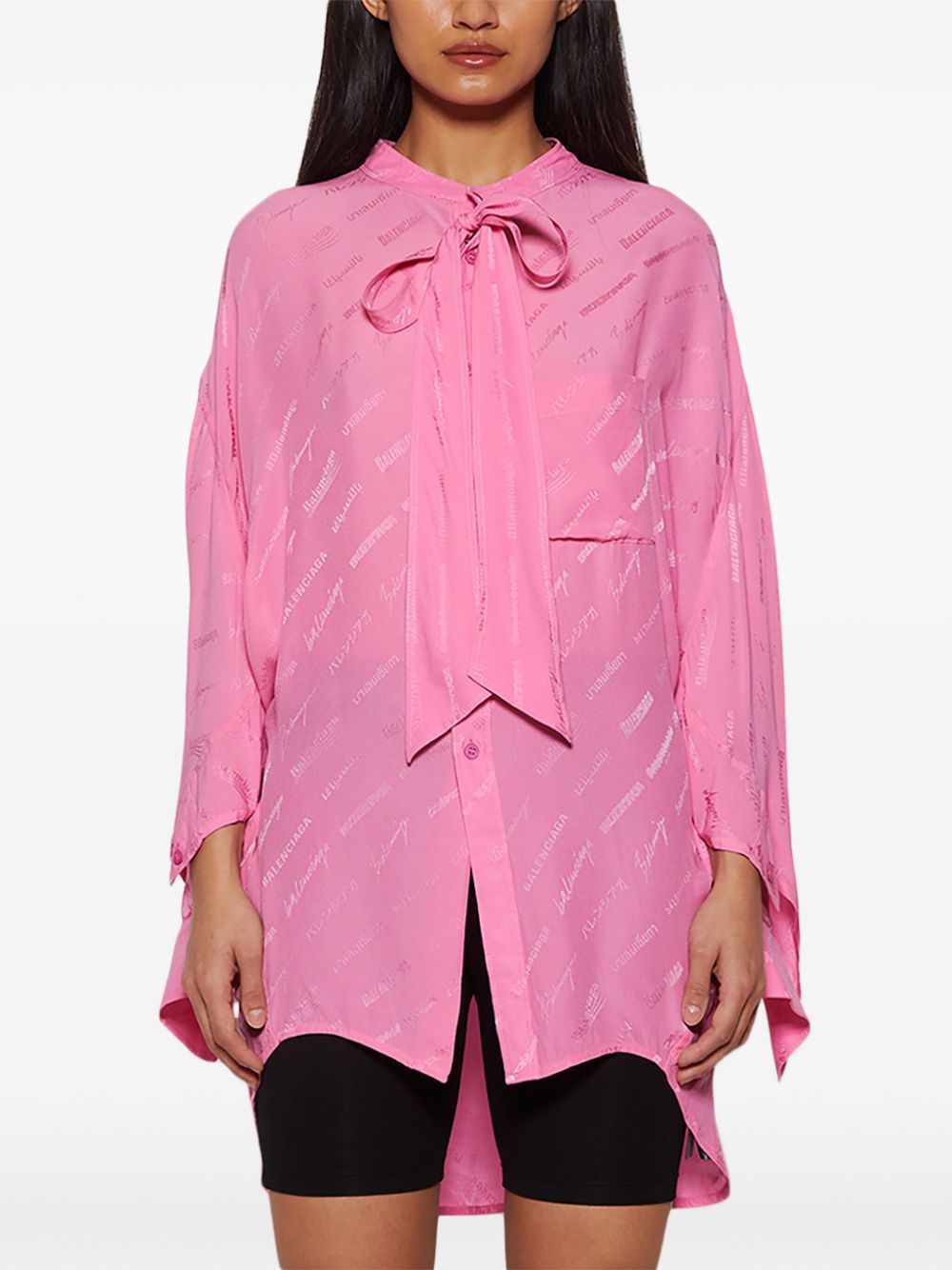 Balenciaga logo-jacquard silk shirt Women