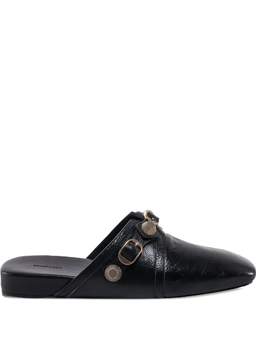 Balenciaga Cagole leren slippers Zwart