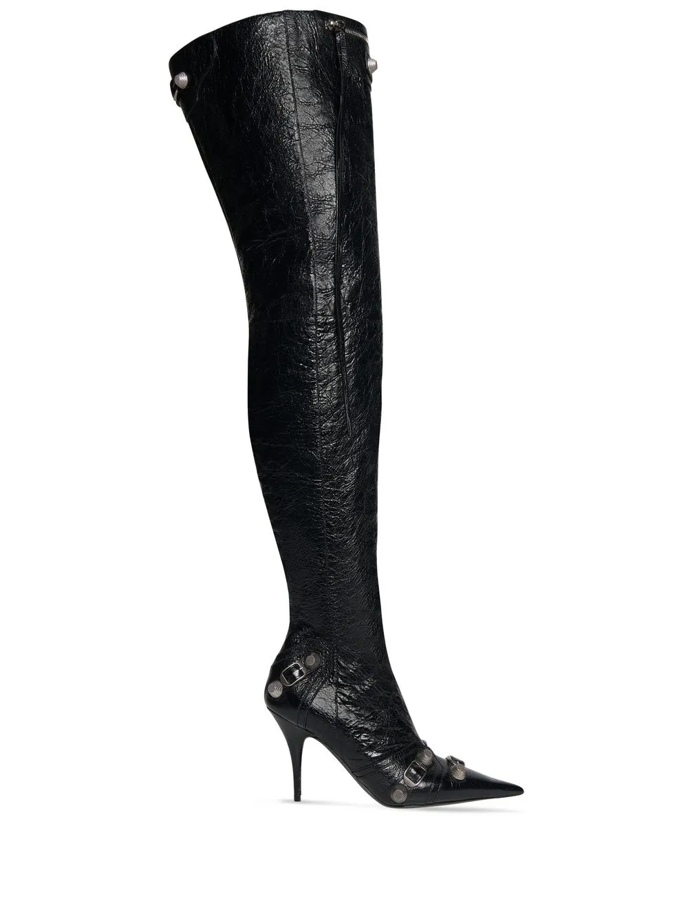 【BALENCIAGA】CAGOLE 90MM パンプス ブラック Balenciaga CAGOLE ヒール - Black & Aged Nickel | FWRD