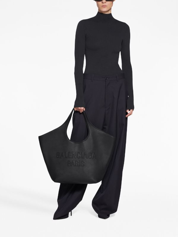 Balenciaga Double Handle Everyday Wave Logo Tote Bag in Black