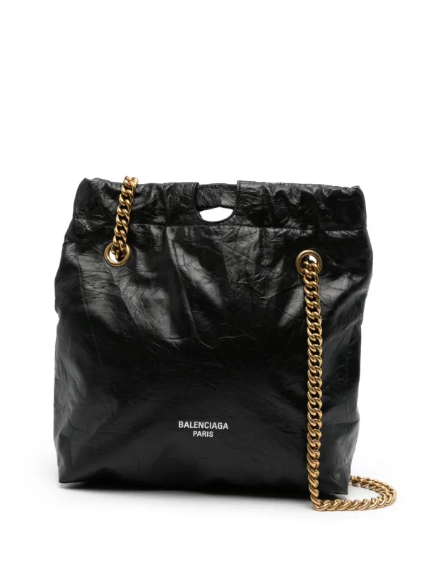 Balenciaga Small Crush Leather Tote Bag Black FARFETCH