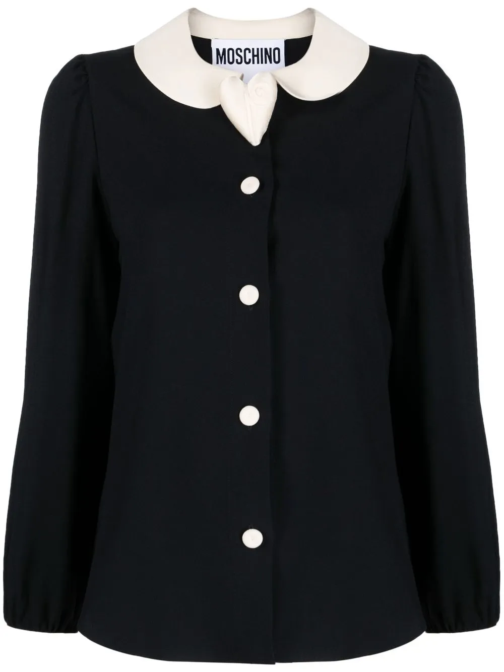 

Moschino heart-patch long-sleeved blouse - Black