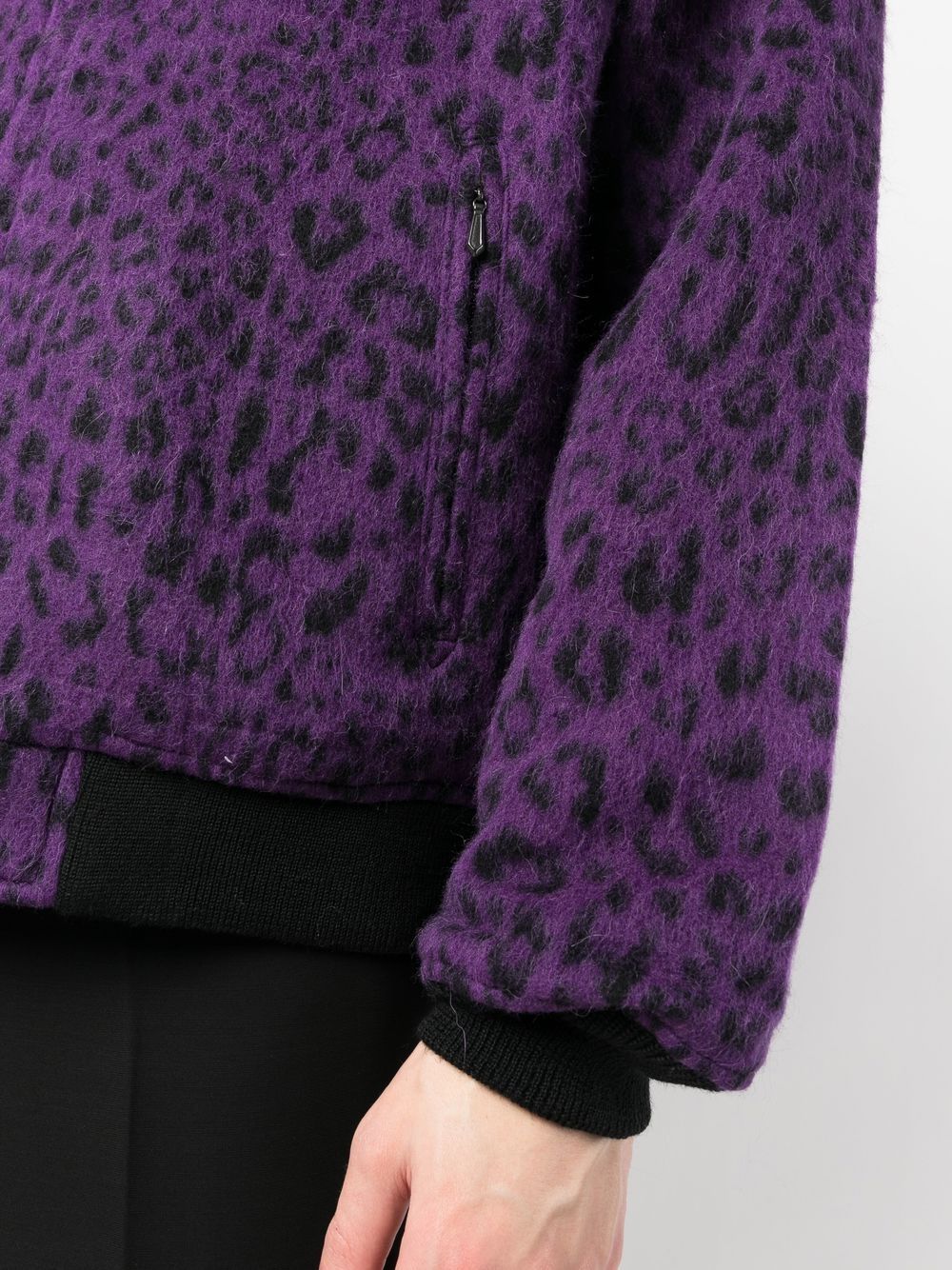 Shop Needles Textured Zebra-print Bomber Jacket In Purple
