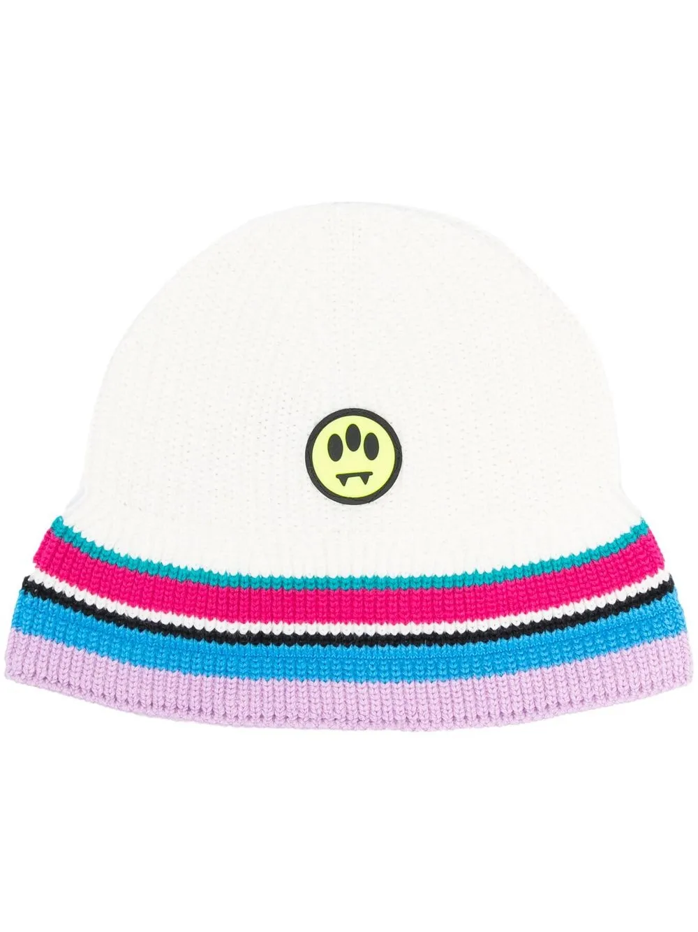 

BARROW logo-patch detail knit beanie - White