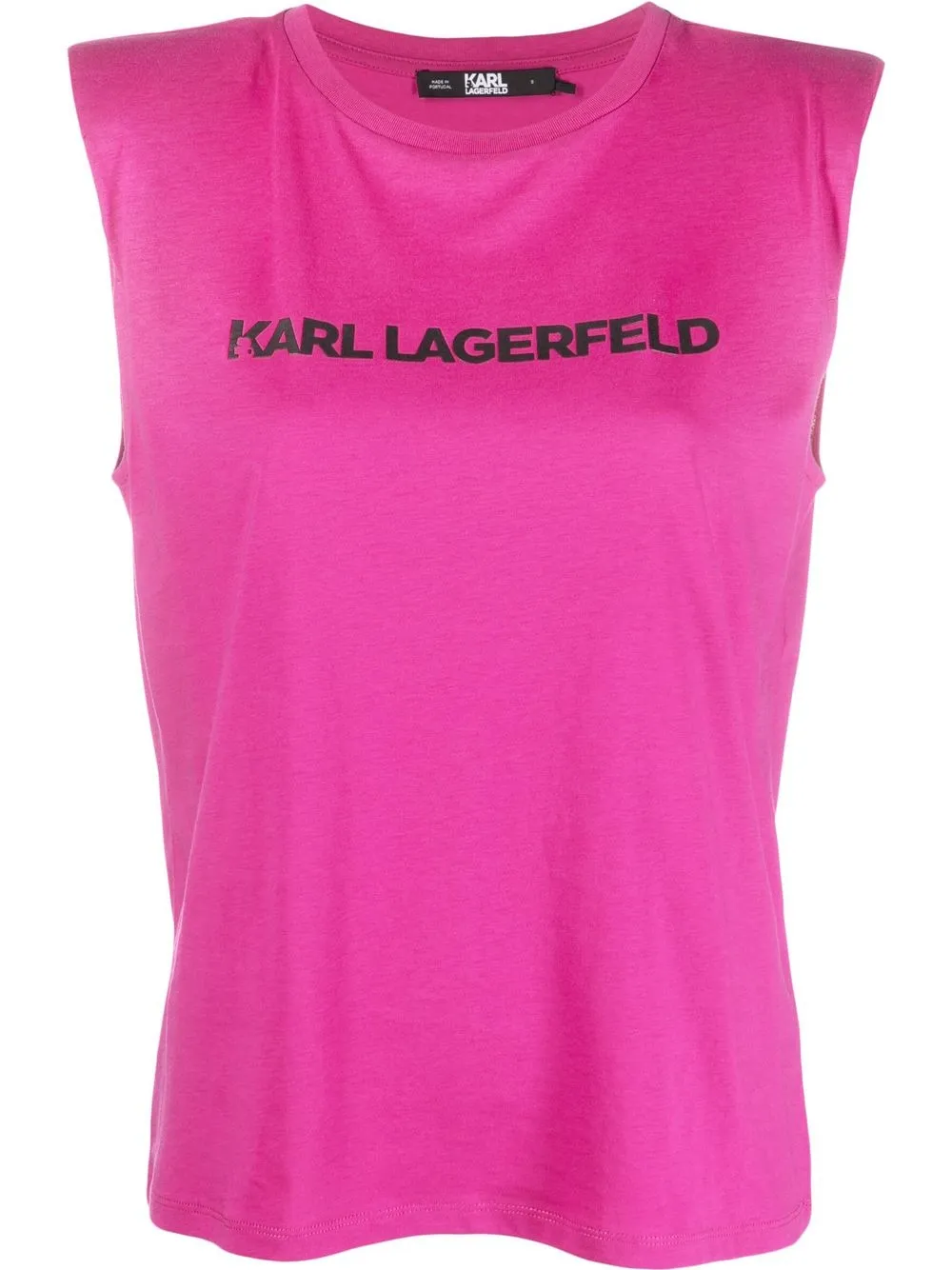 

Karl Lagerfeld shoulder-pad logo-print tank top - Pink