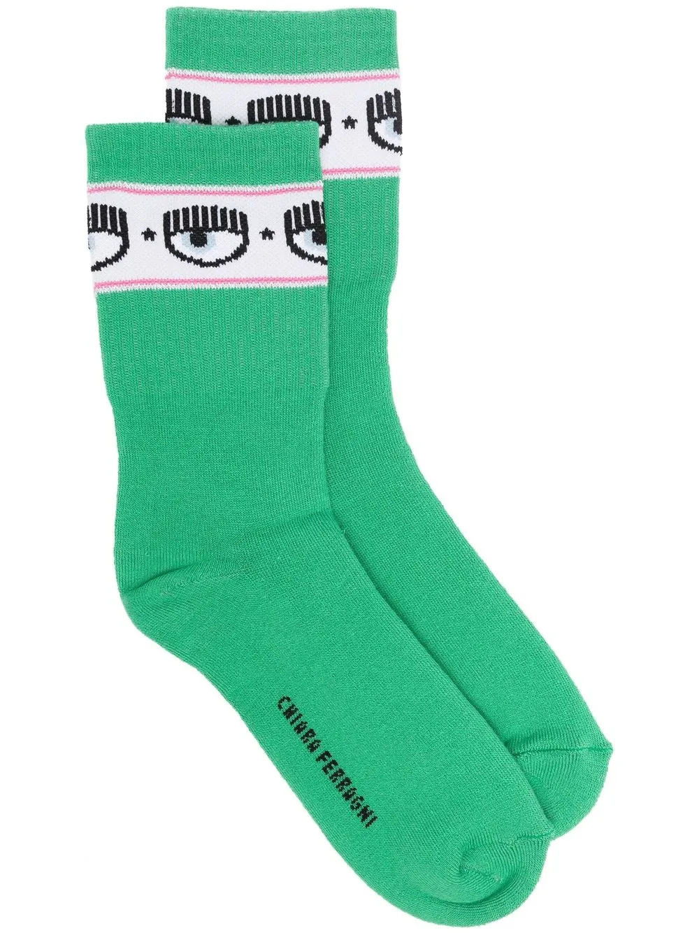 Chiara Ferragni Eyelike-motif ribbed ankle socks - Green