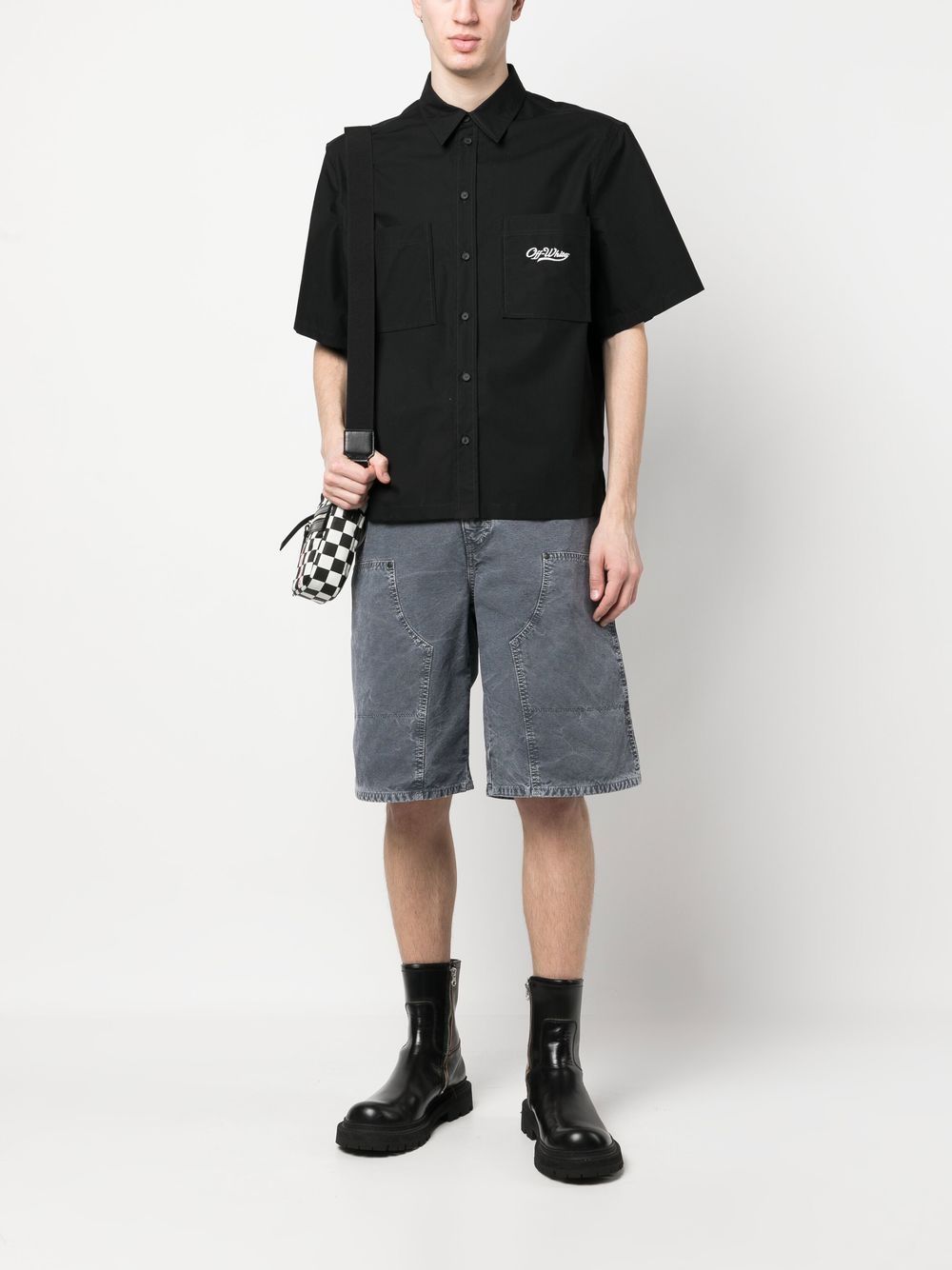 Shop Off-white Wave Off Summer Shirt In Black White