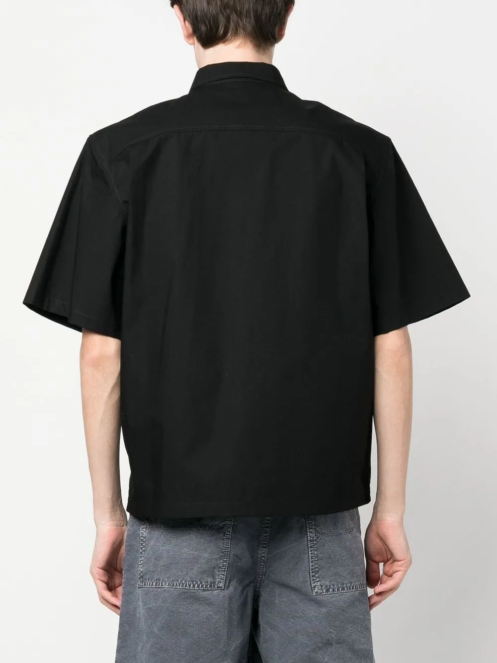 Off-white Wave Off Short Sleeve Cotton Button-up Shirt In Black White