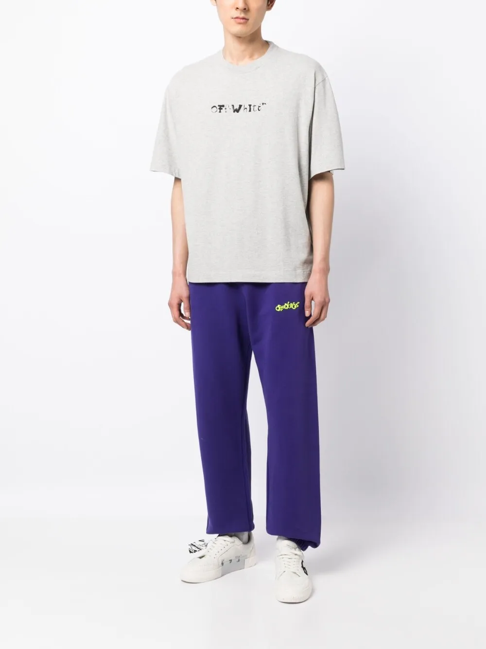 Off-white Faces Print Short-sleeve T-shirt In Grey