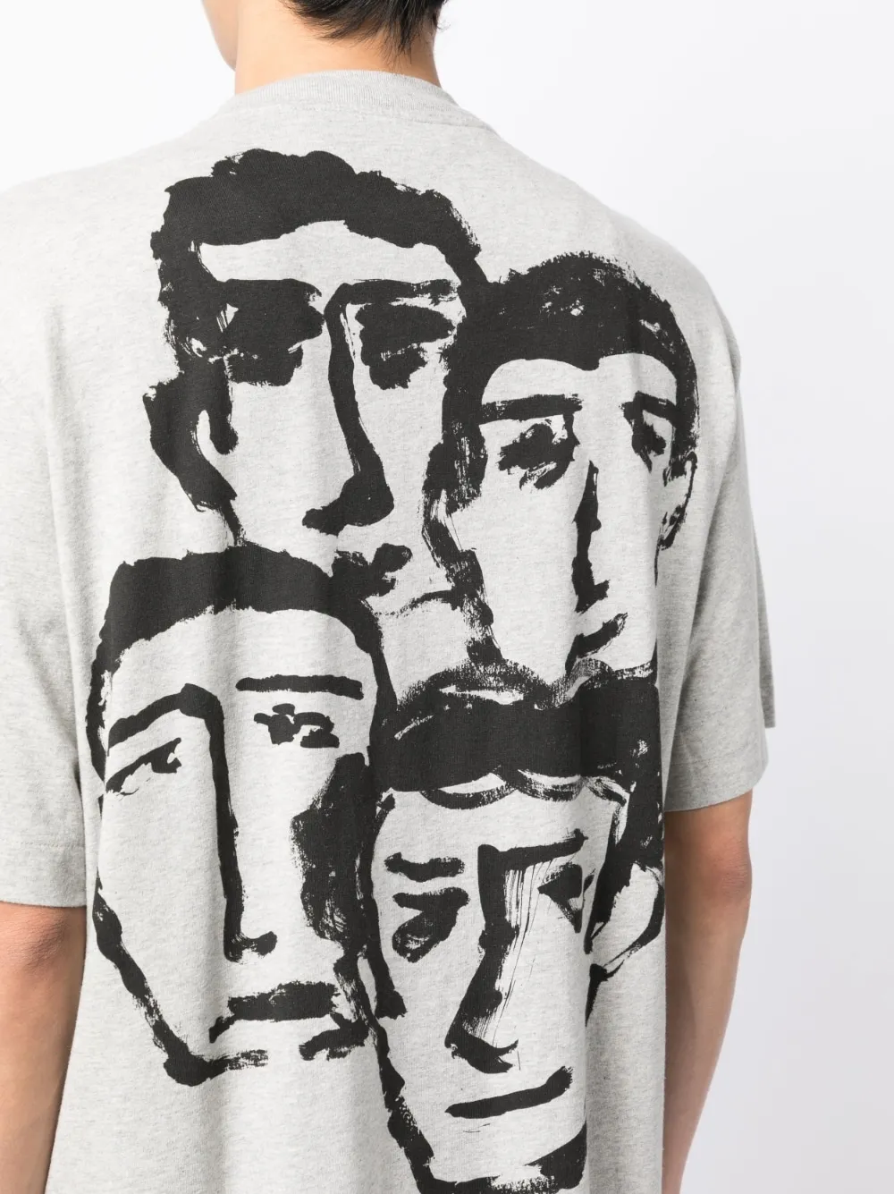 Off-white Faces Print Short-sleeve T-shirt In Grey