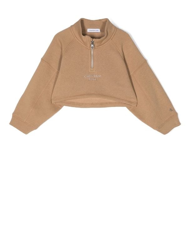 oosten cijfer Geld rubber Calvin Klein Kids logo-embroidered Cropped Sweatshirt - Farfetch