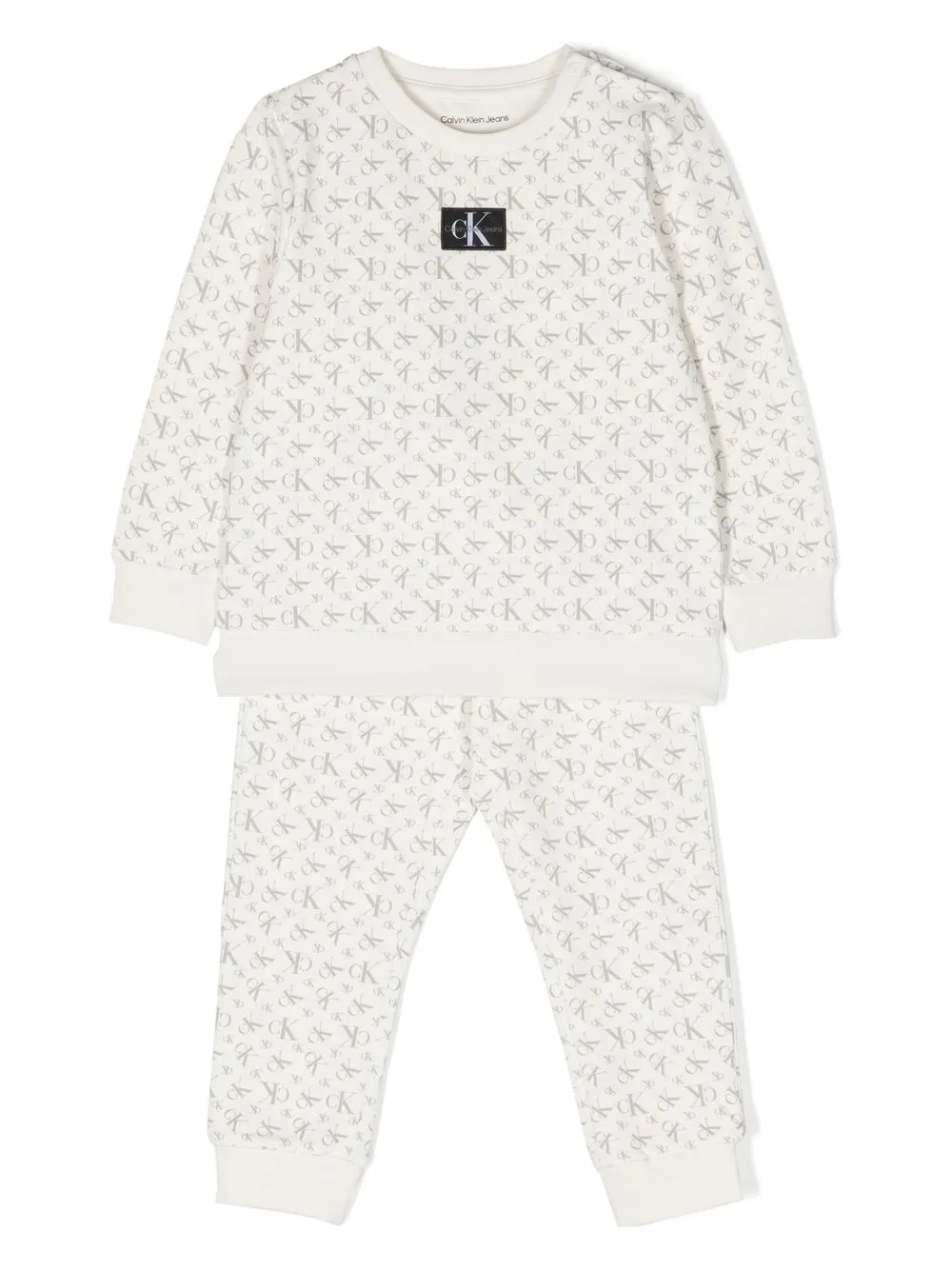 Calvin Klein Kids logo-patch tracksuit set - Neutrals