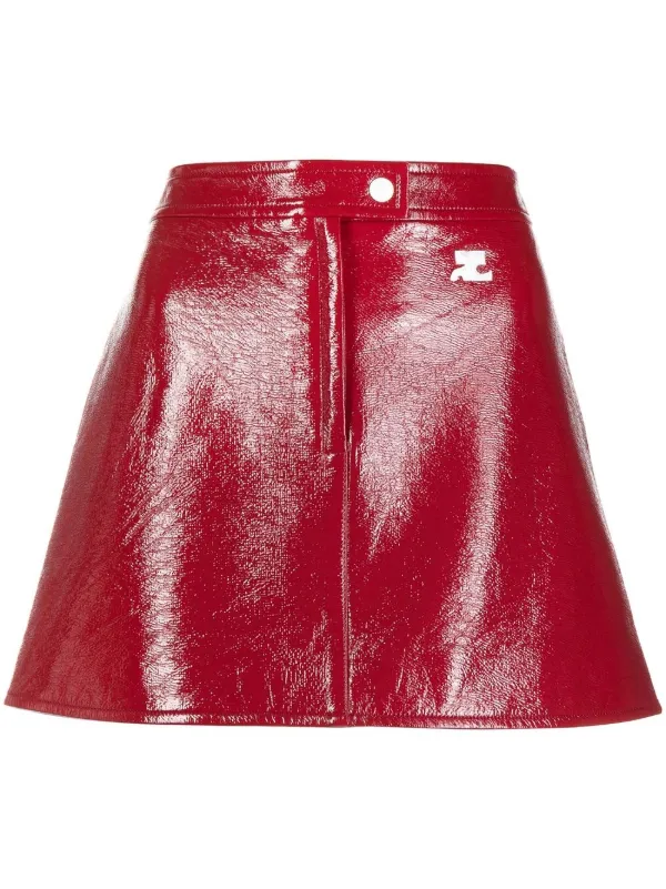 Courrèges Reedition Vinyl Mini Skirt in Red