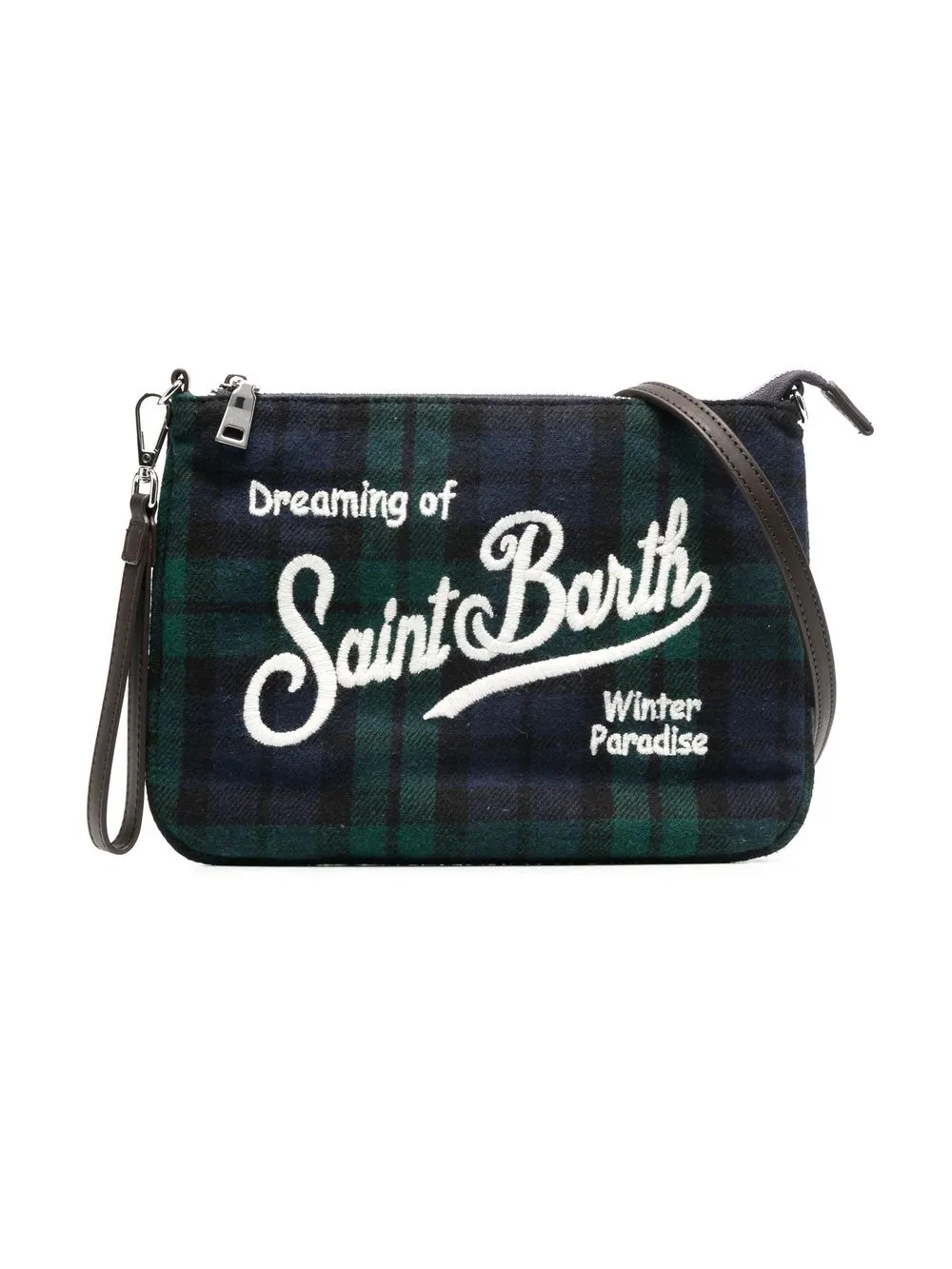 

MC2 Saint Barth Kids sherpa check-pattern clutch bag - Blue