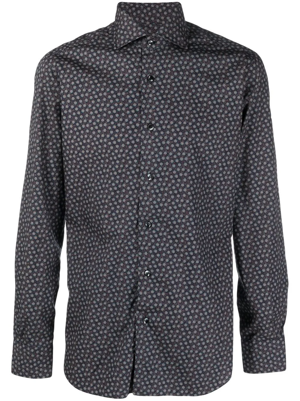 

Barba patterned floral-print cotton shirt - Black