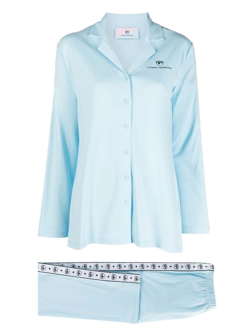 

Chiara Ferragni logo-tape long-sleeve pajamas - Blue