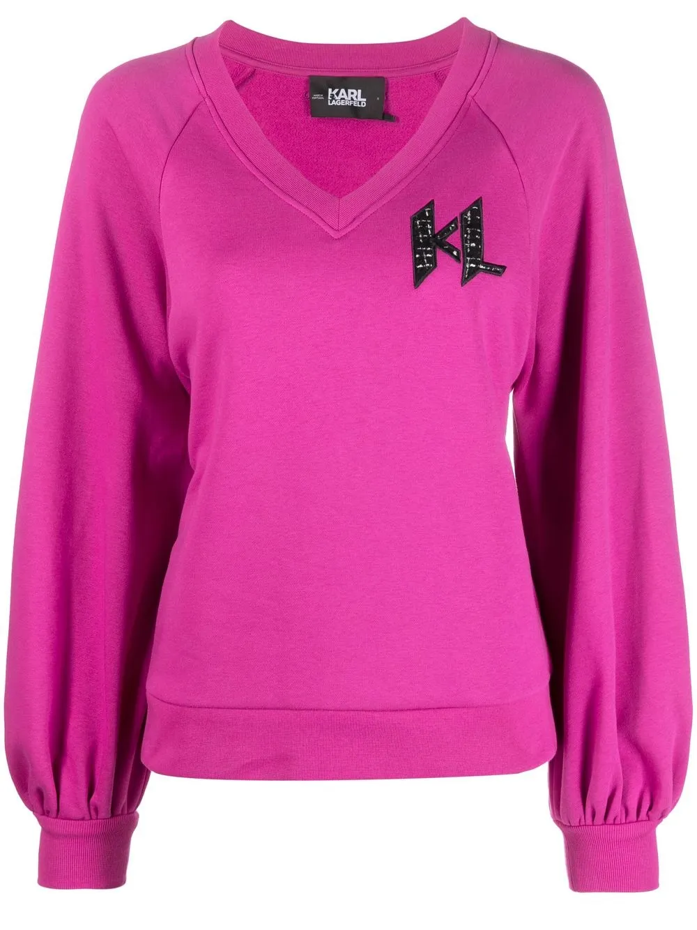 

Karl Lagerfeld chest logo-patch V-neck sweatshirt - Pink