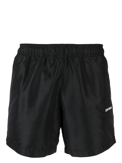 Off-White - logo-print swim shorts
