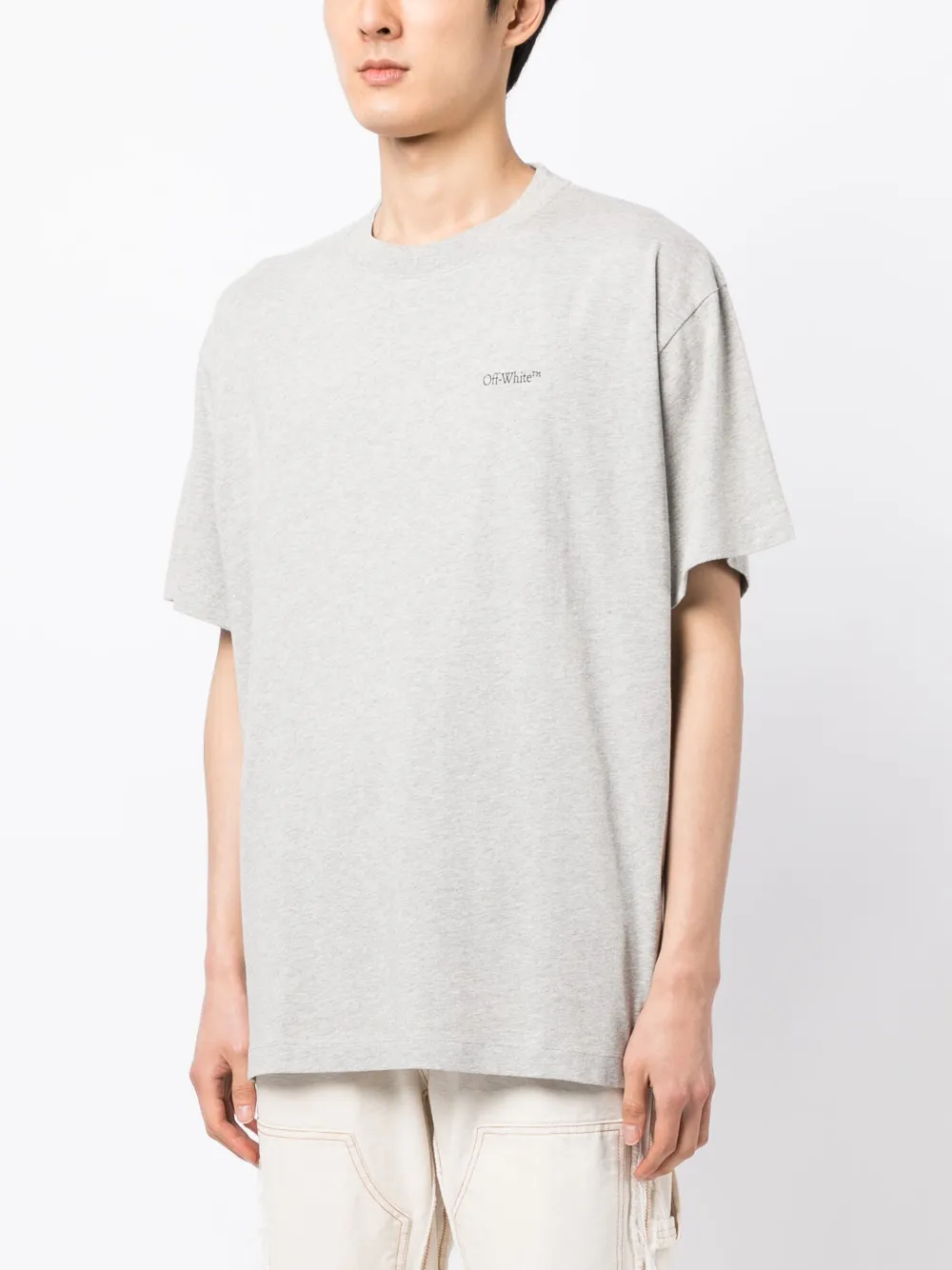 Shop Off-white Jumbo Arrow-print Cotton T-shirt In Melange Grey Black