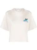 Off-White butterfly-print cropped T-shirt - Grey